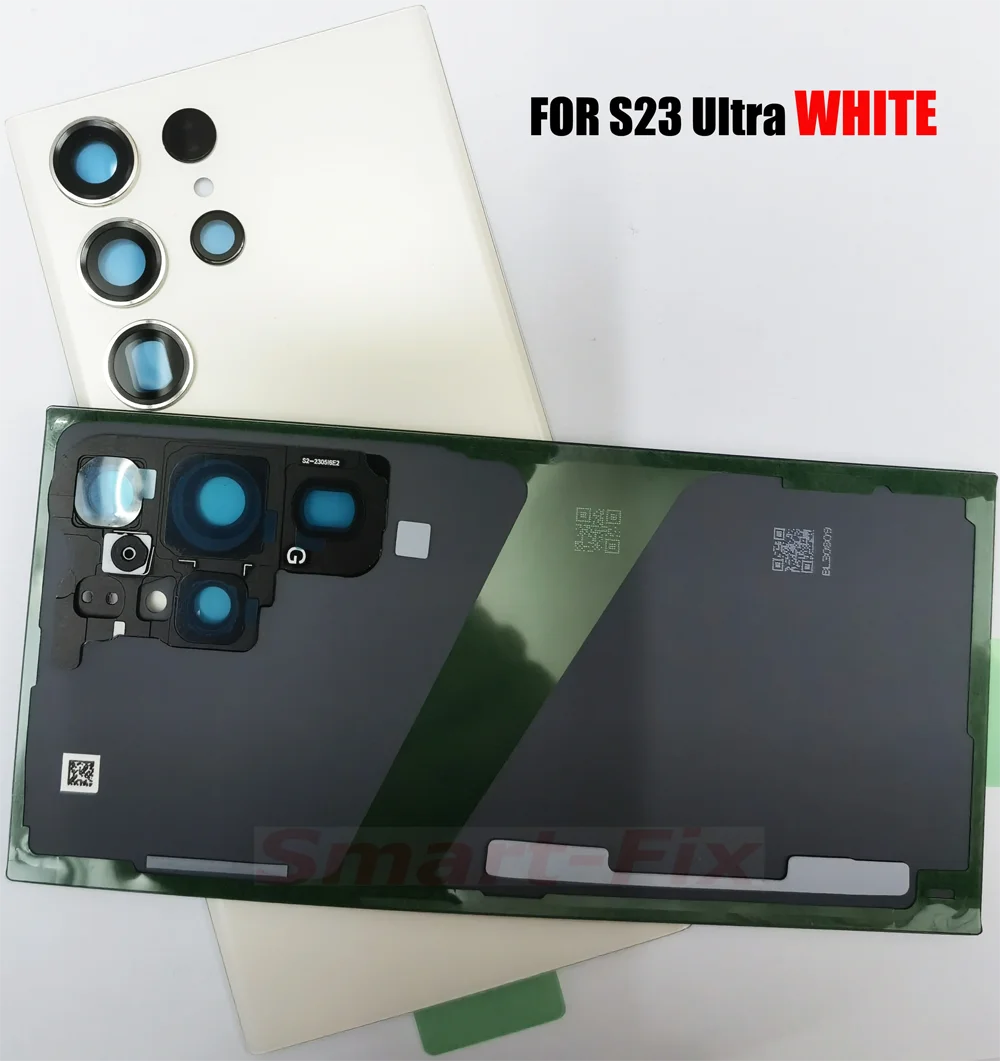 (OEM) New Back Glass Case For SAM-S23 Ultra S23U S23ULTRA 5G Battery Cover Rear Door Housing with Camera Cover Lens Sticker Glue