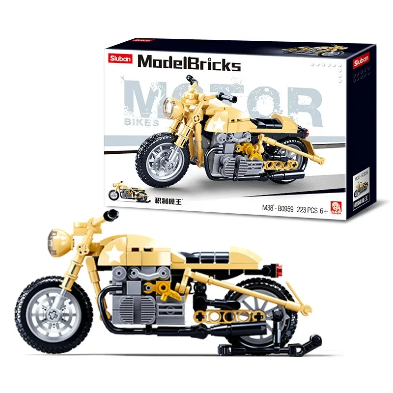 Sluban Motorcycle Motorcycle Assembly Model Children's Educational Toy Boy Birthday Gift Tabletop Decoration