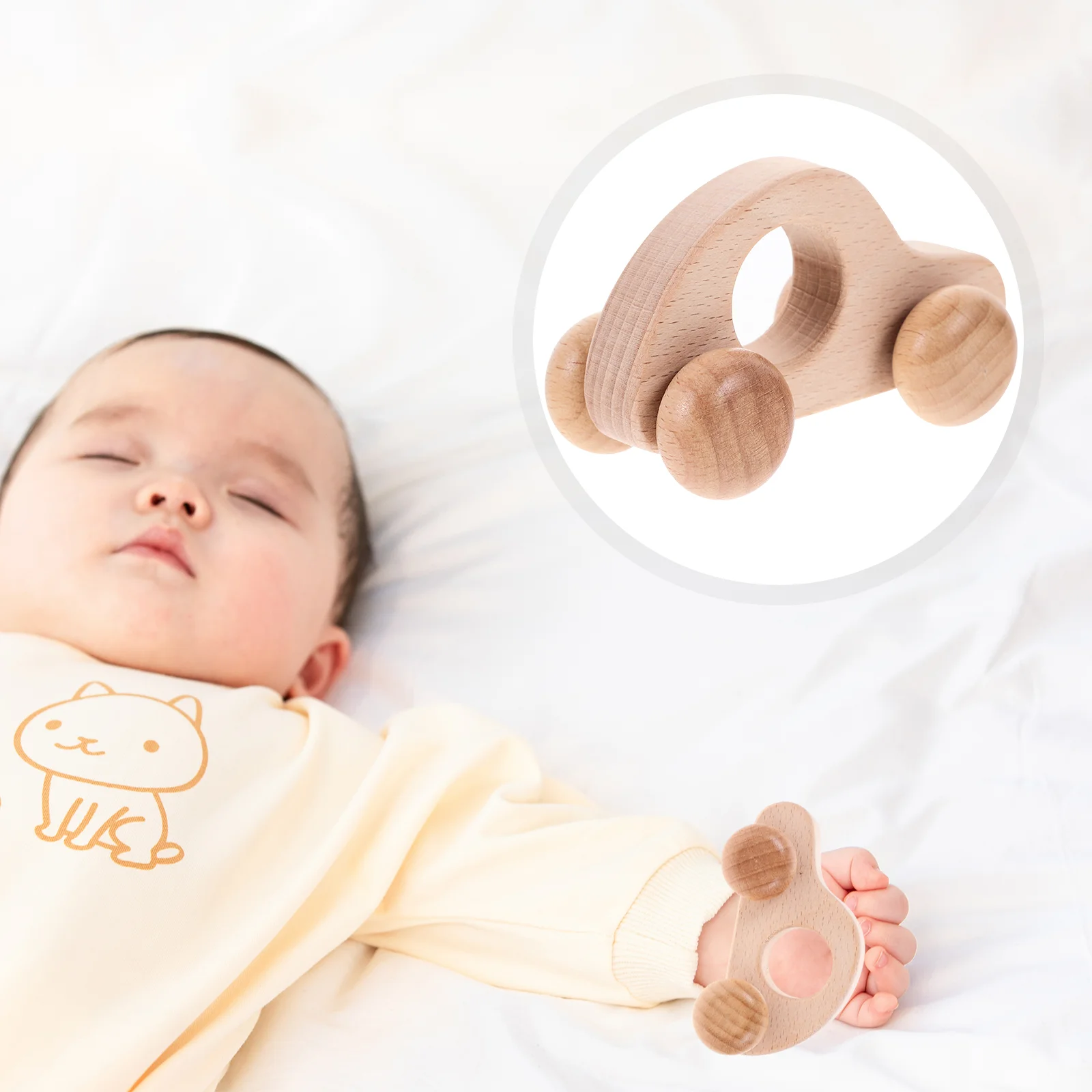 Beech Car Toy Log Cart Stroller Infant Grasp Inertia Model Educational Toys for Babies