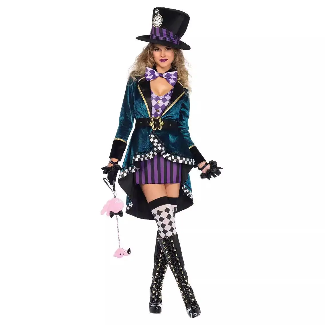 

Halloween Alice Cosplay Mad Hatter Silk Adult Magic Show Costume Nightclub Trainer Stage Performance Traditional Chinese Opera