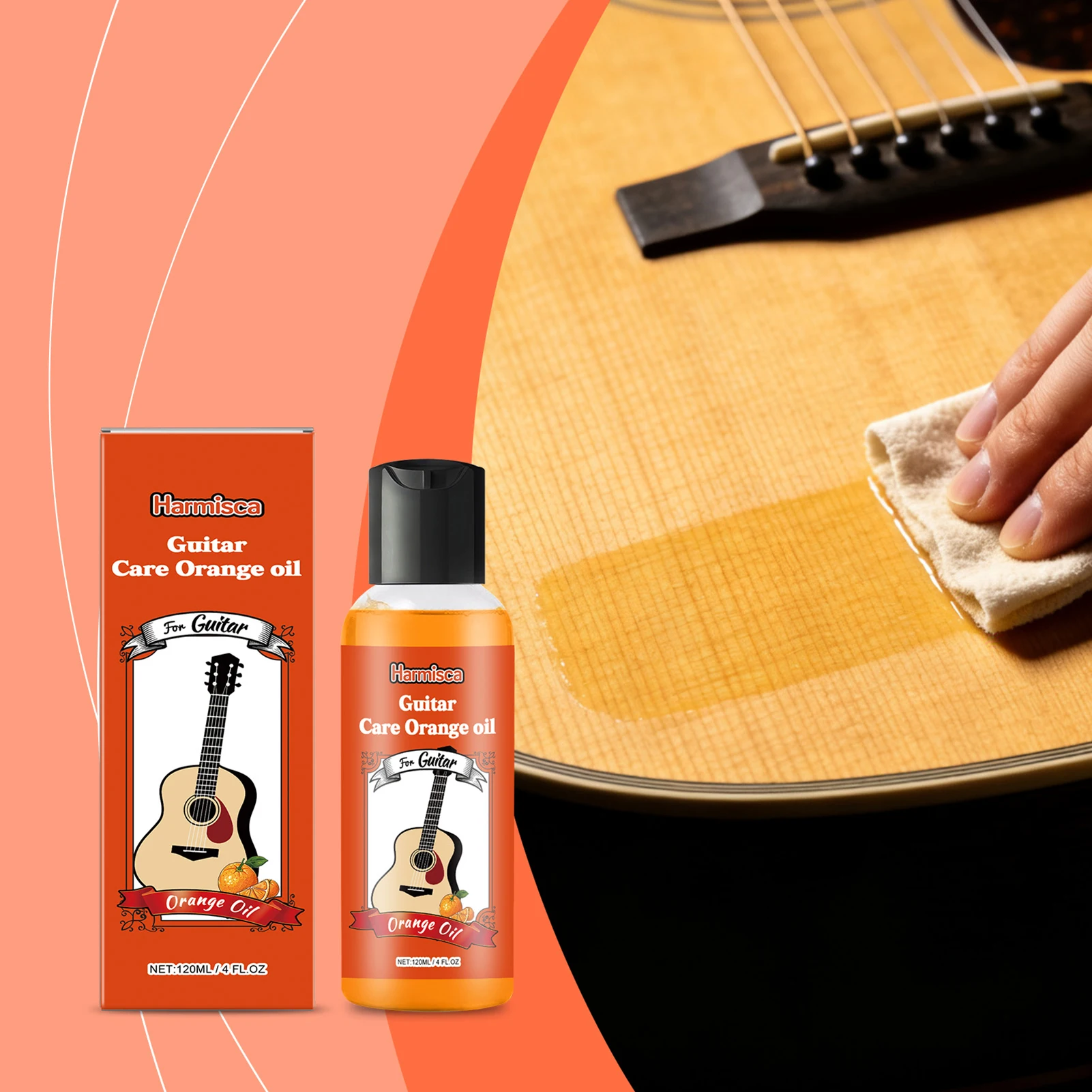 Guitar Care Orange-Oil,Wood Polish For Acoustic Guitar,Prevents Wood Drying And Cracking,Instrument Luster Restoration Oil