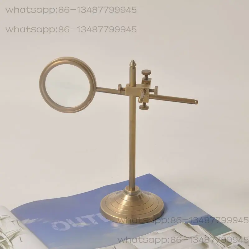 India imported retro brass bracket rotation adjustment reading newspaper magnifying glass study jewelry ornament props
