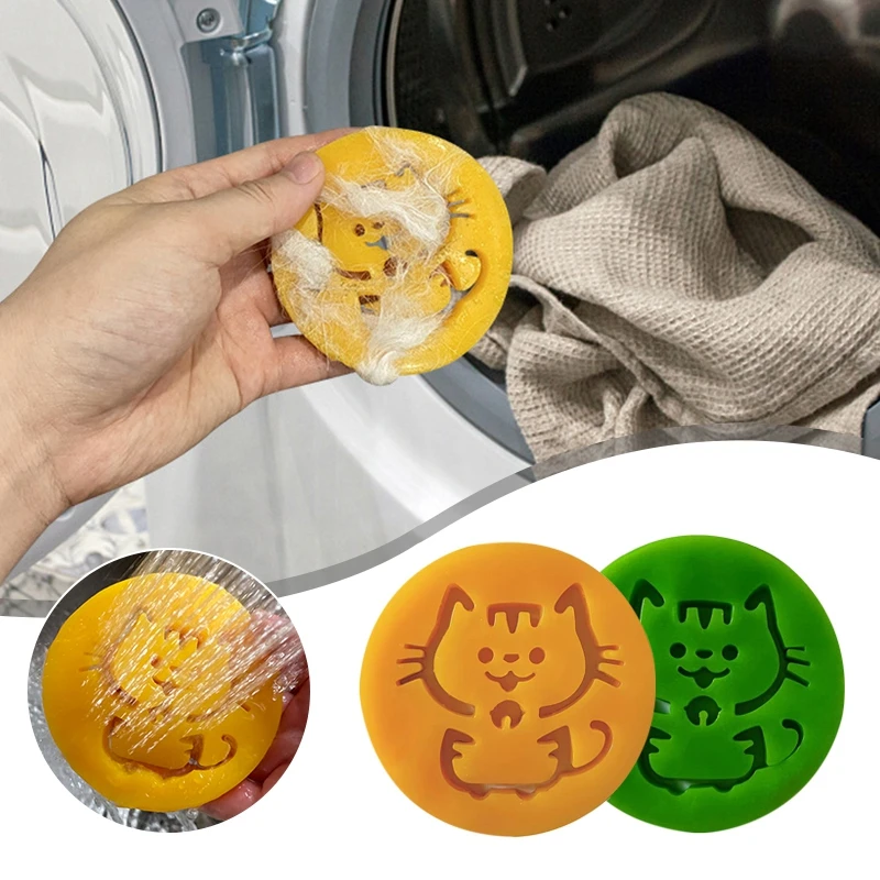 

Reuse Pet Hair Removal Agent Washing Machine Lucky Cat Cleaning Silicone Double-Sided Cat Dog Plush Removal Ball