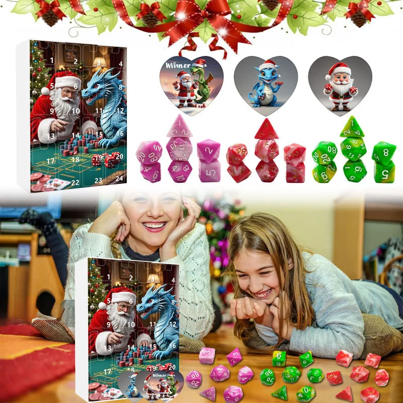 2024 Kerst Countdown Kalender Dobbelstenen Blind Box Originaliteit Mini Kleur Dobbelstenen Interessant Speelgoed Kinderen Verjaardag Vakantie Geschenken