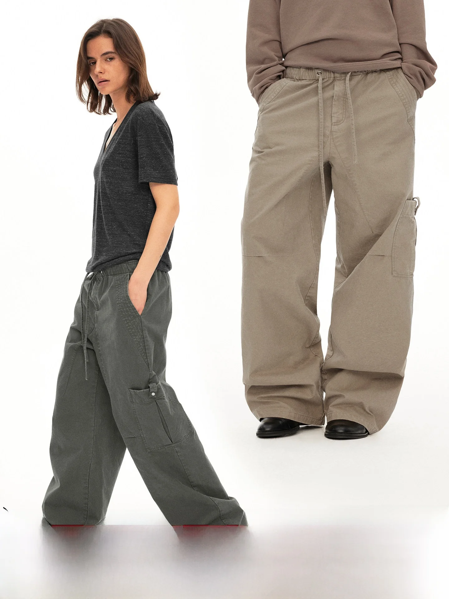 

Loala Office Pure Cotton Dstring Work Trousers Asymmetric ket Casual Pants Elastic Waist Ladies Faion Spring 2026