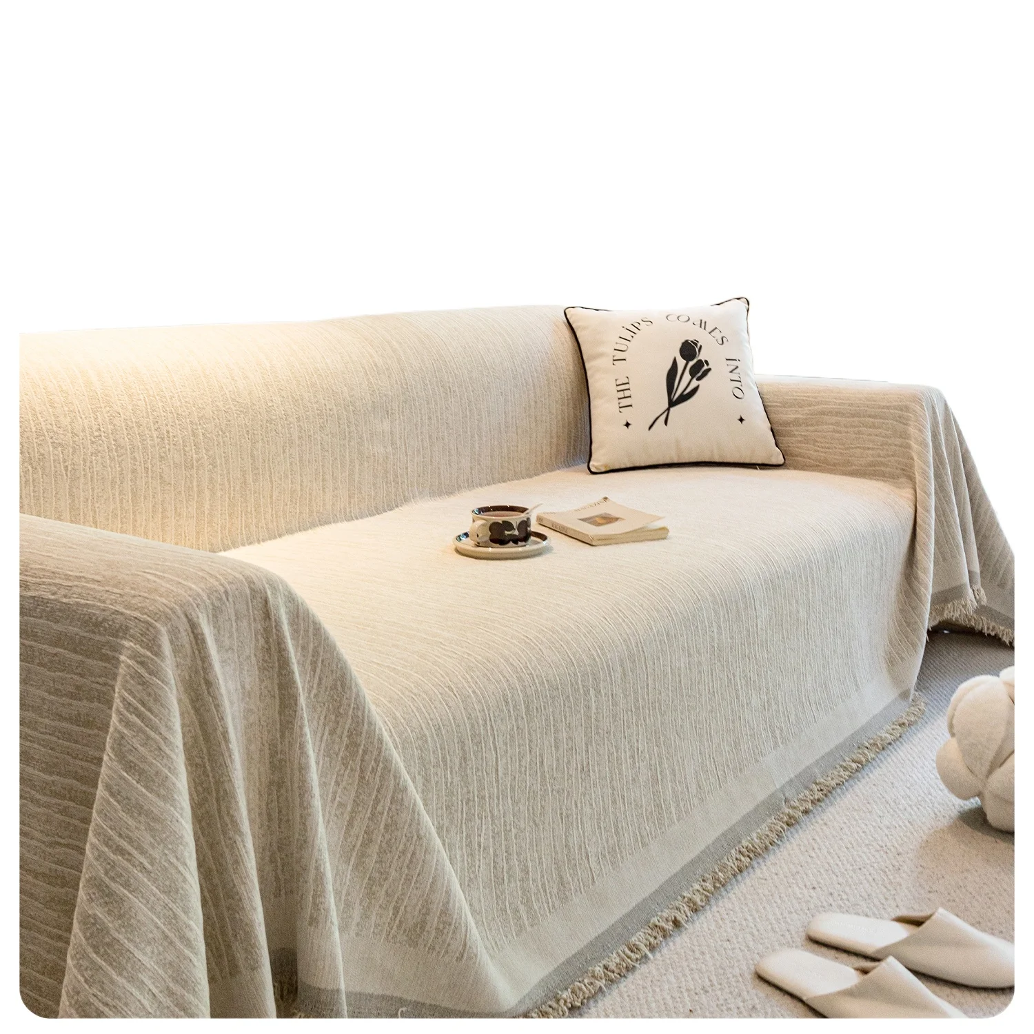 Cream-style sofa cover, suitable for all seasons, chenille, cat scratch resistant, full coverage cover