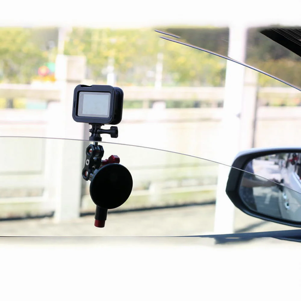 Aluminum Alloy Small Hand Pump 1/4-3/8 Thread 3Inche Car Suction Cup Mount For Camera