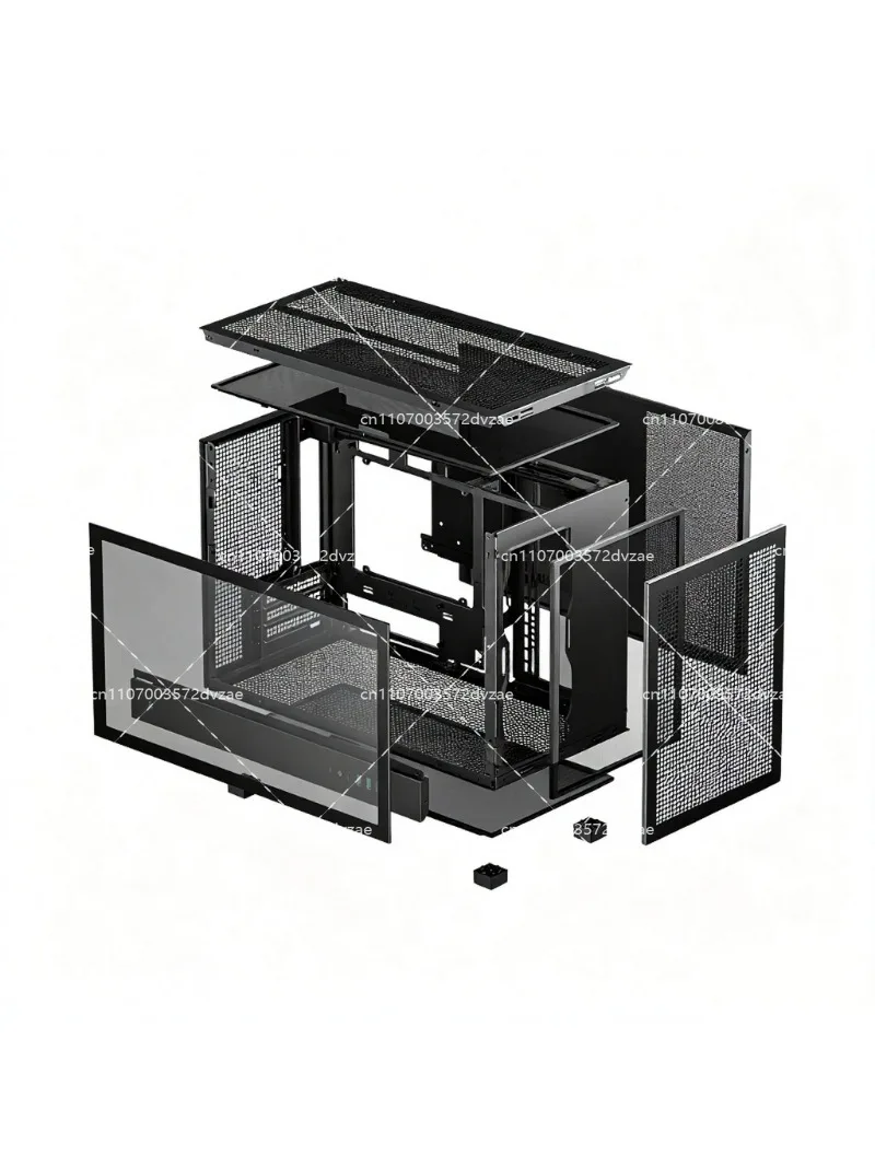 CH260 Mini ITX PC Case with Mesh Side Panel, Portable Handle, Support Long Graphics Card and ATX PSU, Type-C Port