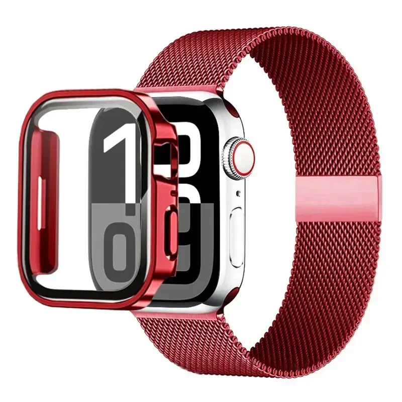 Milanese Loop Strap für Apple Watch Ultra 49 mm Band 44 mm 40 mm 41 45 mm Gold Silber Leopardenarmband + Hülle iWatch 9 8 7 6 5 4 3 SE – Detail 14