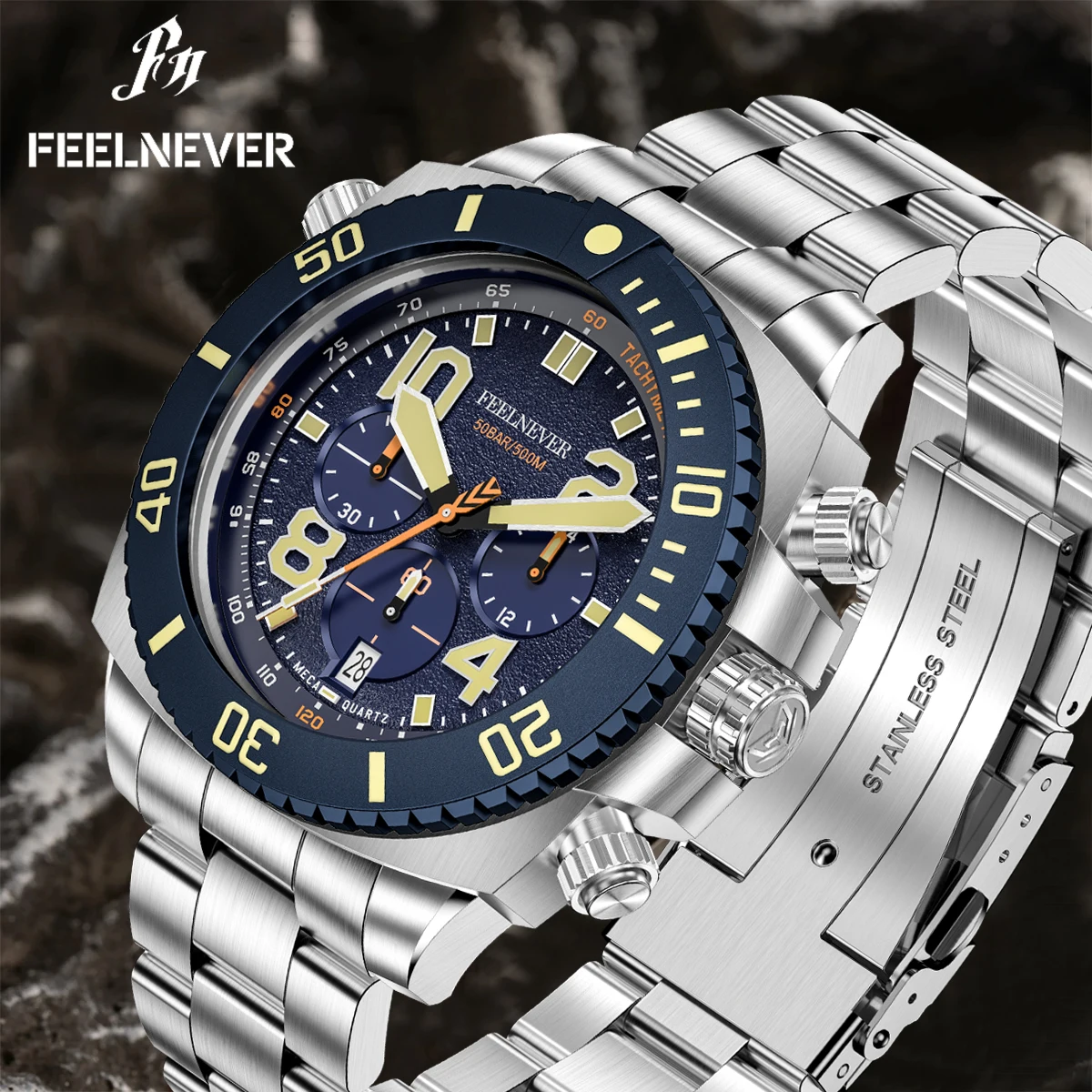 FeelNever New 500M Waterproof Men\'s Mechanical Wristwatches Business Diver Watch Men Fashion Military Automatic Watch For Men