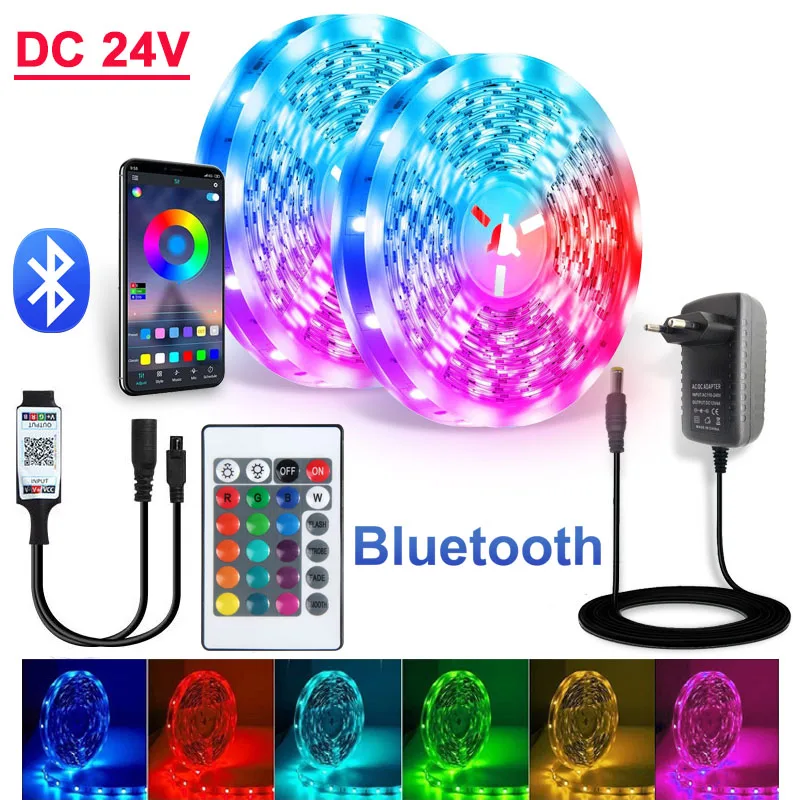 

Гибкая светодиодная лента, 50 м, 5050 RGB, Wi-Fi, для украшения задней панели телевизора, 24 В постоянного тока