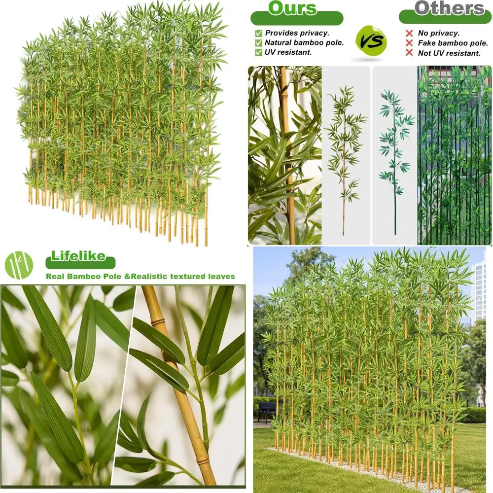 

10-Pack 4ft Artificial Bamboo Plants for Outdoor Garden Privacy and Decor