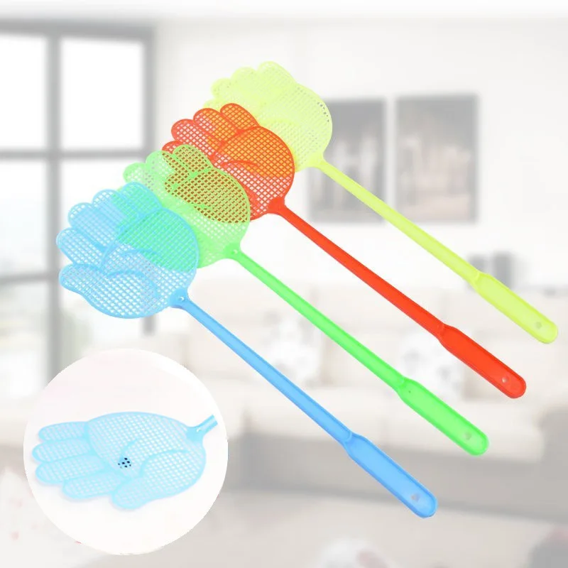 10PCS Random Color Hand Shaped Fly Swatter cartoon Extended Handle Plastic Manual Fly Swatter Mosquito Swatter Mosquito Swatter