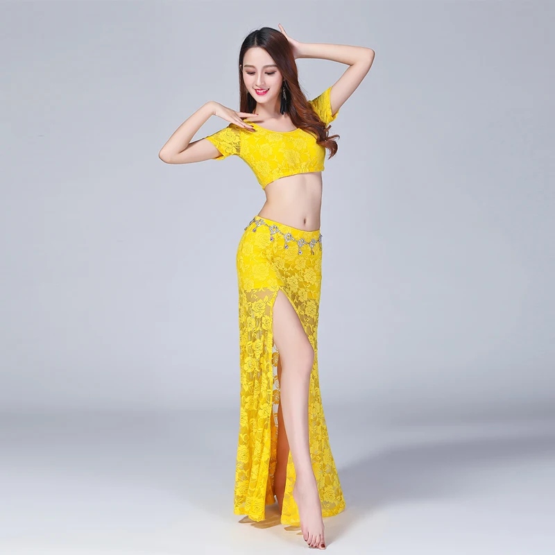 Belly dance ladies practice clothes dance popular sexy Indian dance performance clothes large size lace suit