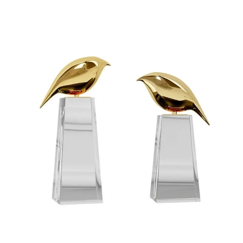 

Modern light luxury crystal golden bird small ornament living room study model room hotel homestay art and craft decoration