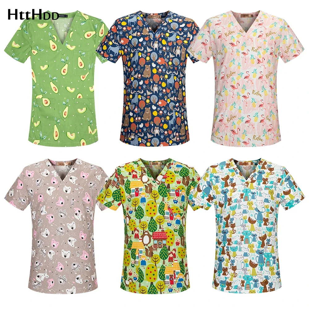 New Surgical Uniforms Woman Medical Scrubs Jacket Veterinary Uniform Men Scrub Tops Unisex Cotton Hospital Accessories Wholesale