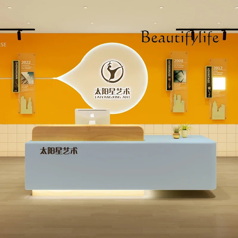 Beauty Salon Cashier Clothing Store Simple Modern Front Desk Arc Training Institution Reception Desk