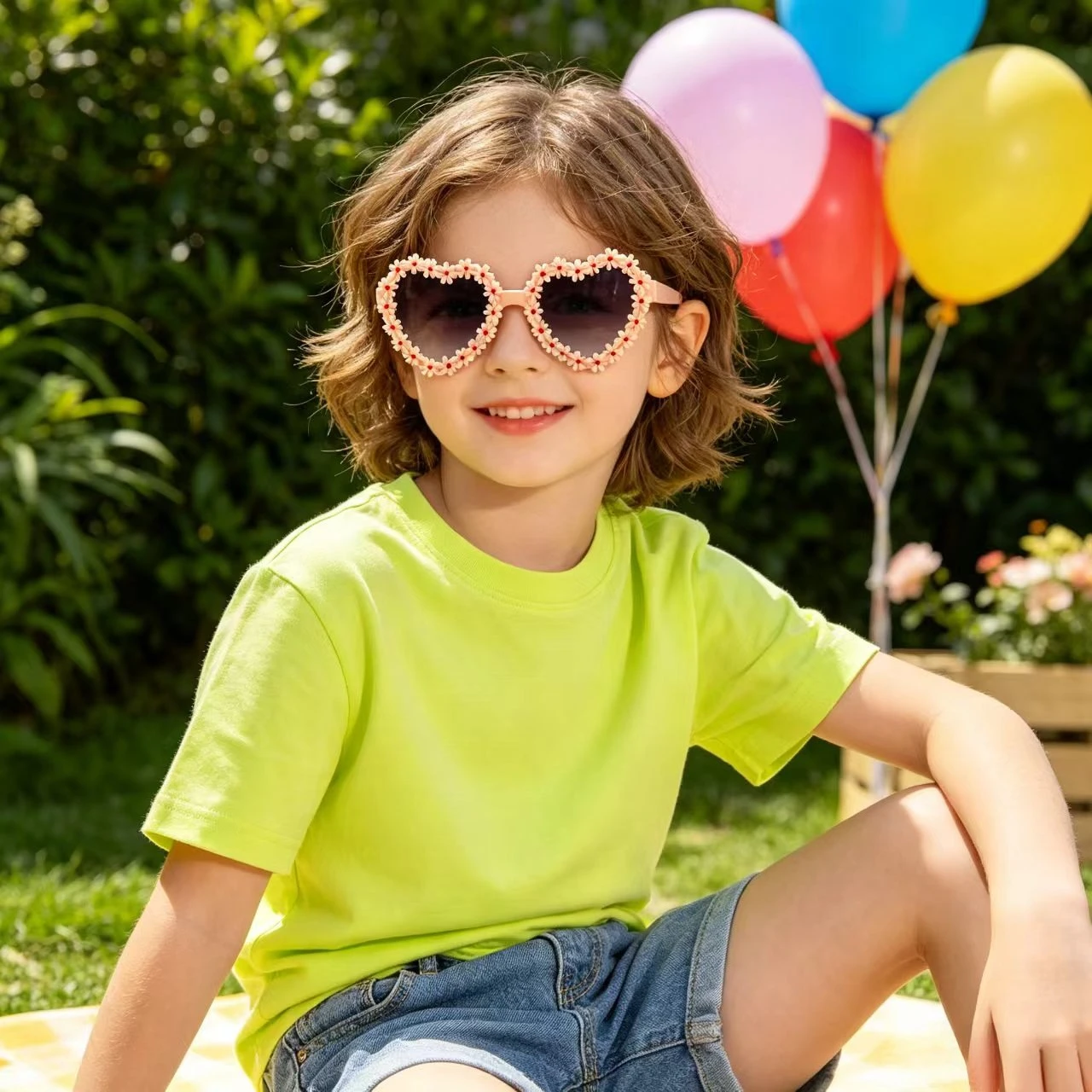 2026 2026 New Model Kids Heart Sunglasses with Flower Decoration UV400 Protection Cute Sun Glasses for Children - Aliexpress Deal