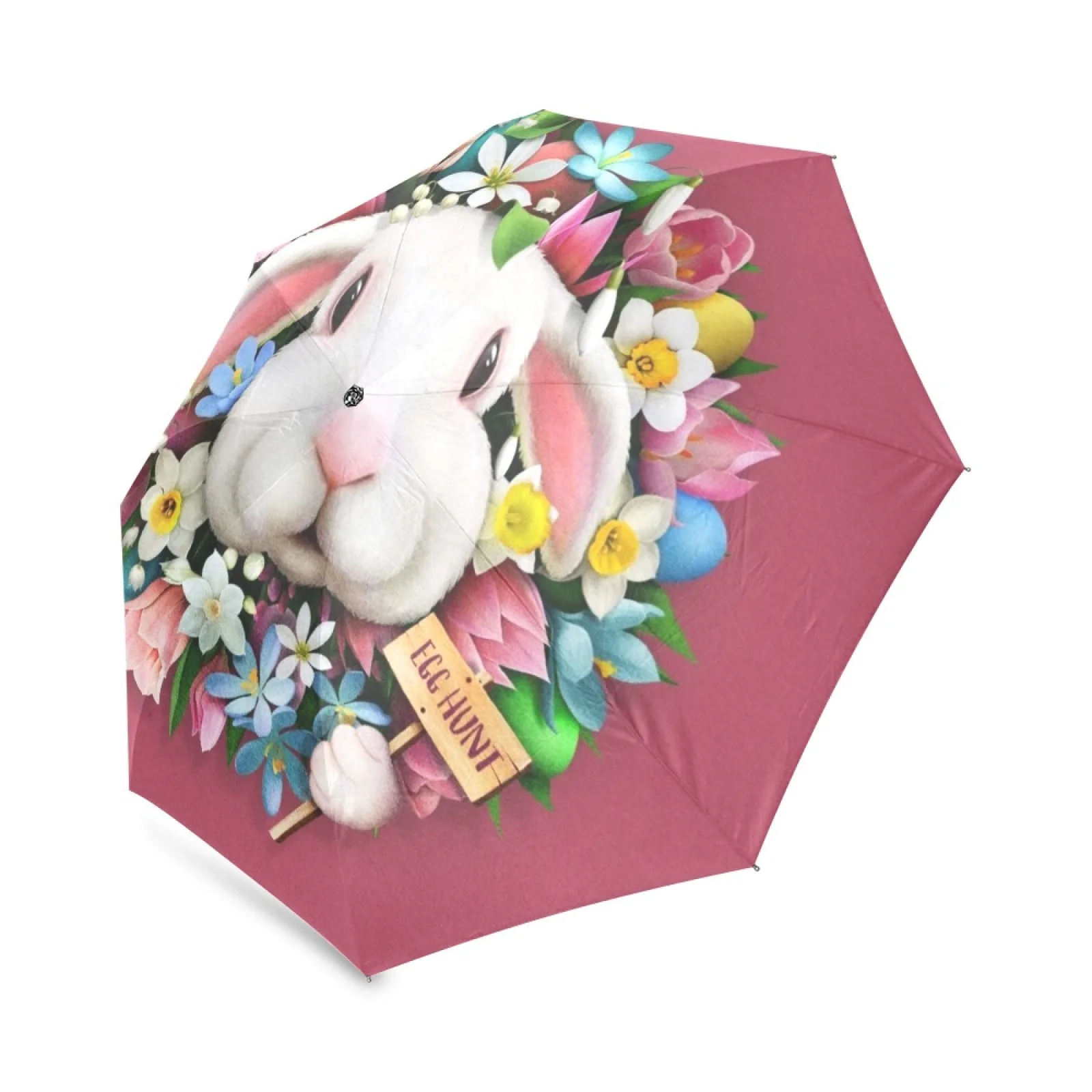 

Bunny Floral Foldable Umbrella Tri-folded Polyester Pocket Travel Umbrella (Closed length 25cm) Rain Sun Umbrella Woman