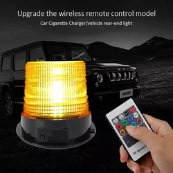 LED Car Indicator Flash Emergency Light Rotating Beacon Strobe Magnetic Warning Light 12V Wireless Remote USB Charging Car Roof