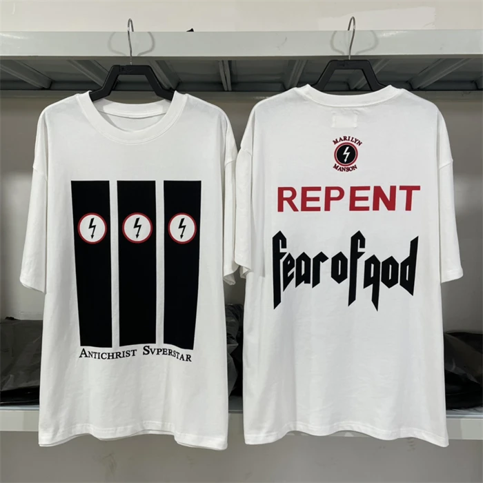 

Винтажная свободная футболка Lightning Manson Do Old White Ink Direct Spray Vintage Vtg High Street Fog Backboard для пары