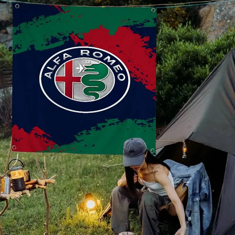 Car Brand A-Alfa R-Romeo High End Quality Banner Printing Artistic Atmosphere Style Camping Flag