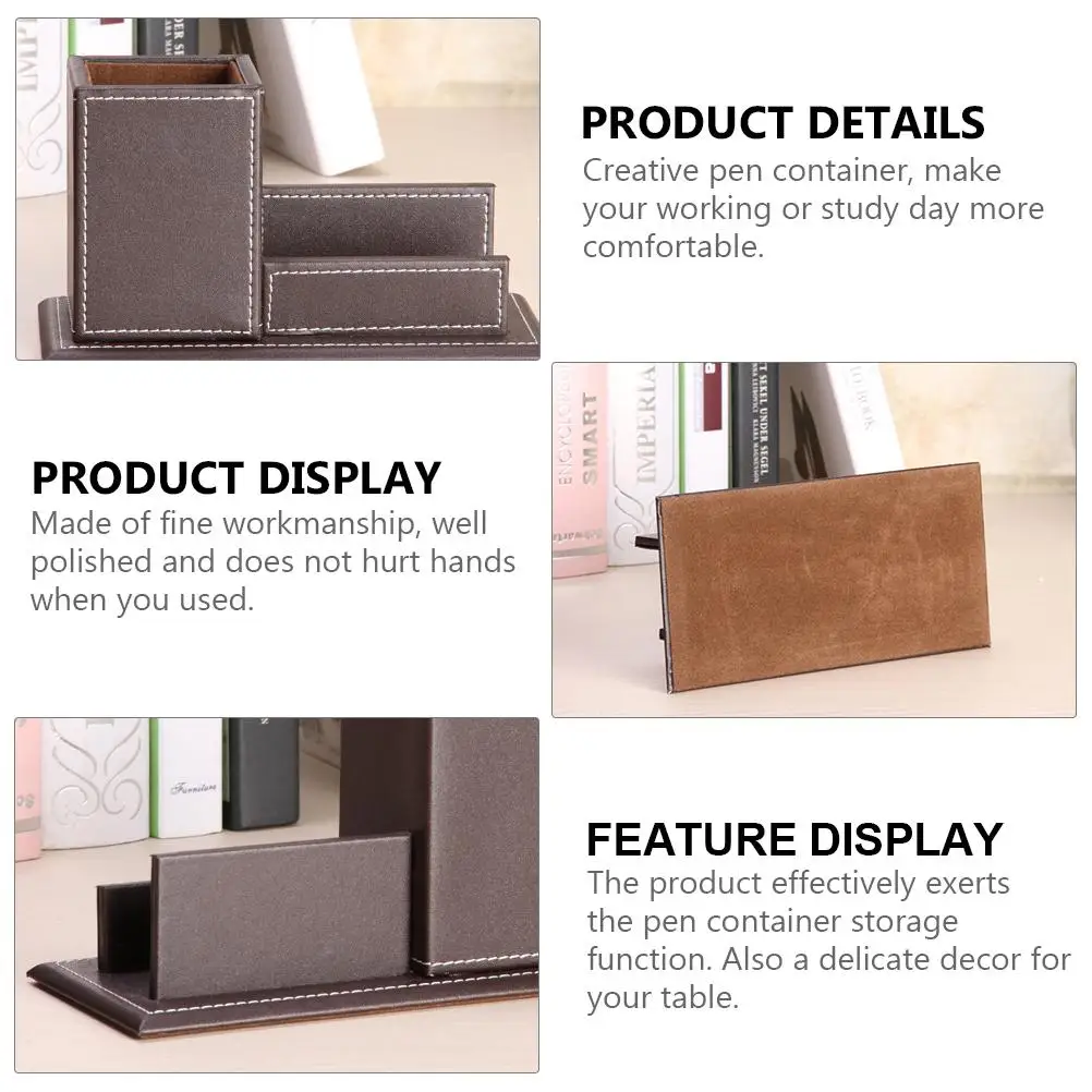 PU Stifthalter Büro Desktop Ganizer Vintage Holz Versorgung Aufbewahrungsbehälter Handwerkskunst Studie Zubehör