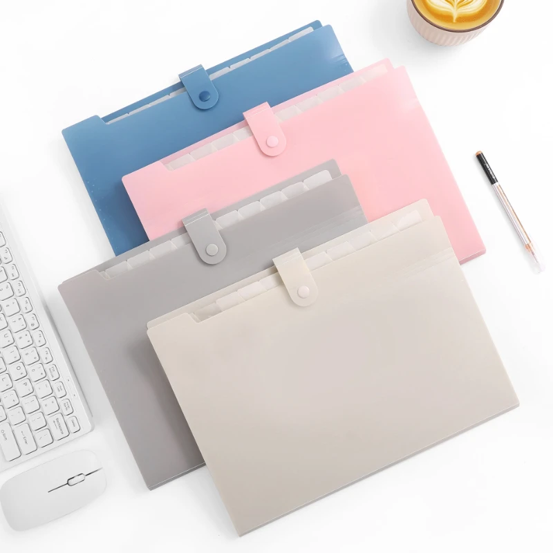 

Solid Color Grid Classification Folder Student Paper Storage Insertion Organ Clip