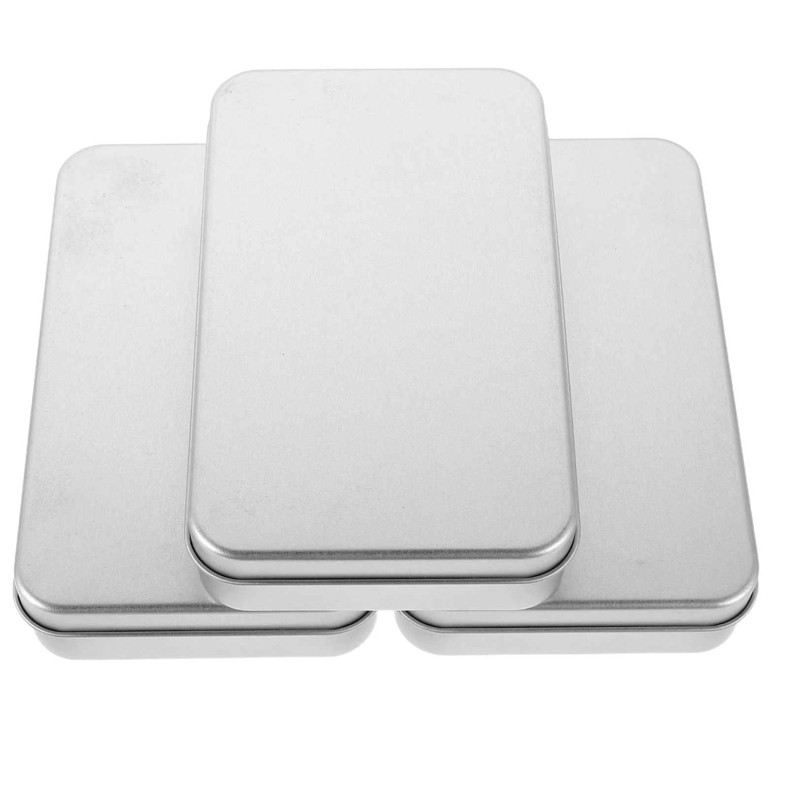 

3Pcs Cash Savings Box Rectangular Multifunctional Organizer Storage Lid Compact Coin Stamp Jewelry Keys Holder