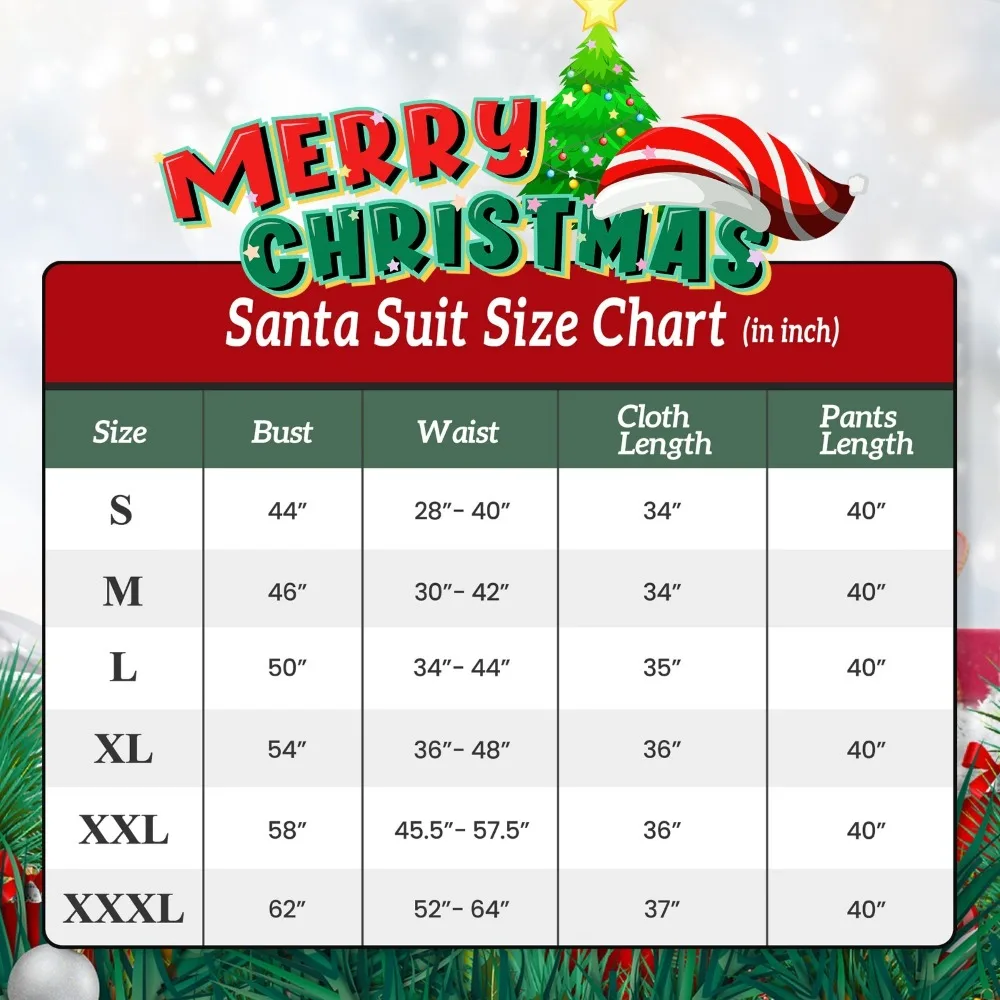 Мужской костюм Делюкс Санты 11шт. Рождественский костюм Санта-Клауса для взрослых, наряд Санты