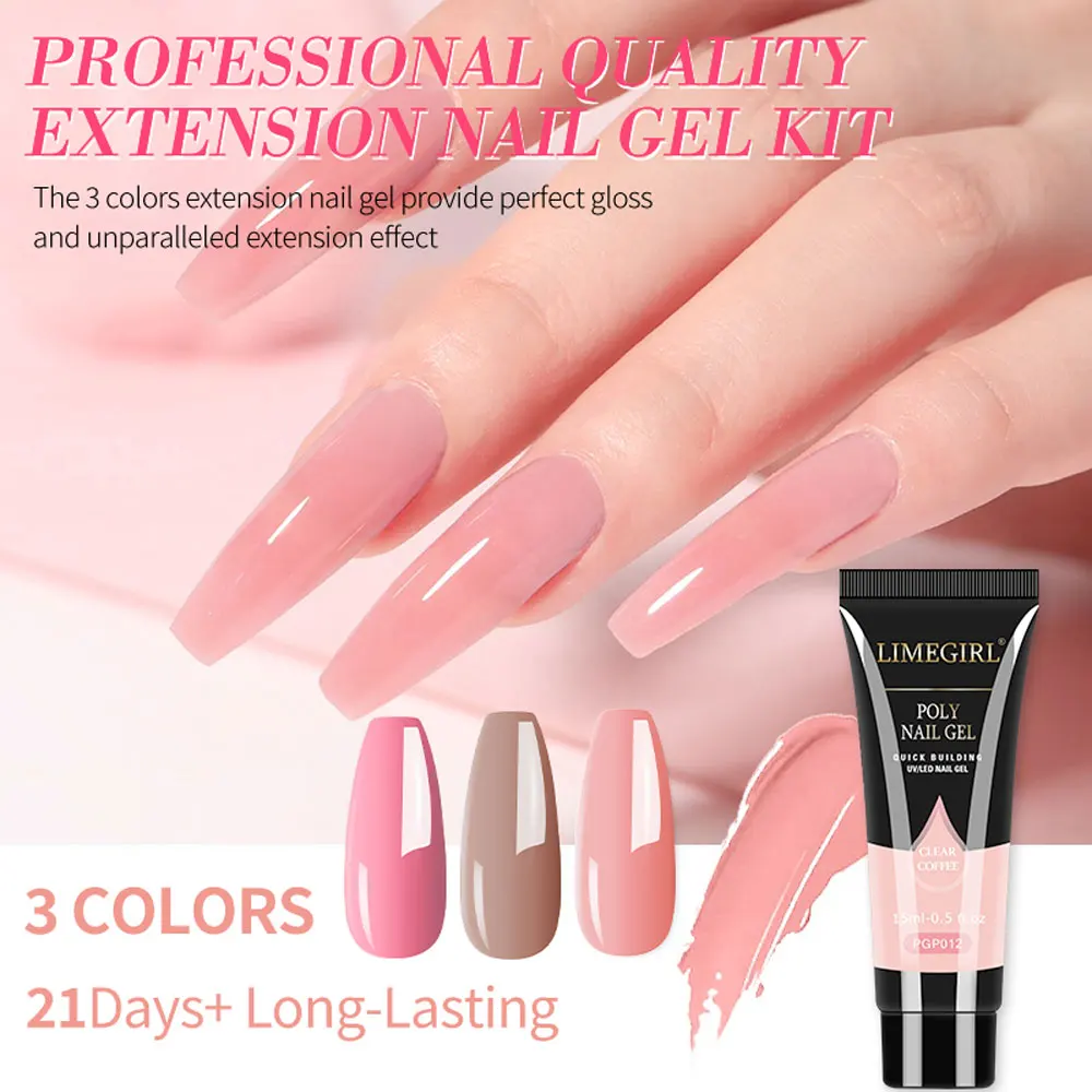 ネイルエクステンションUVジェルセット 15ML クイックビルディングエクステンション カーブジェル ネイルUVランプ付き マニキュアサロン/ホームアートDIY用品ツール