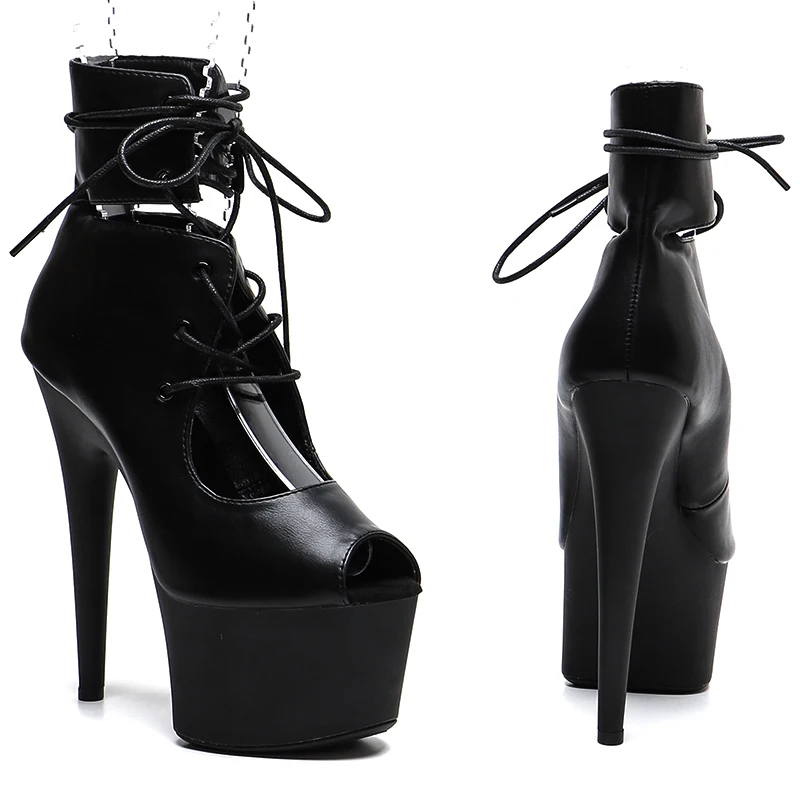 Leecabe  17CM/7inches Matte upper open toe Trendy fashion High Heel platform stripper heel  Pole Dance boot