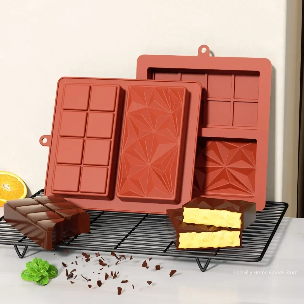 Chocolate Bar Mold Deep Silicone Thick Dubai Chocolate Mold Rectangle Pistachio Chocolate Bar Break Apart Candy Bar Molds