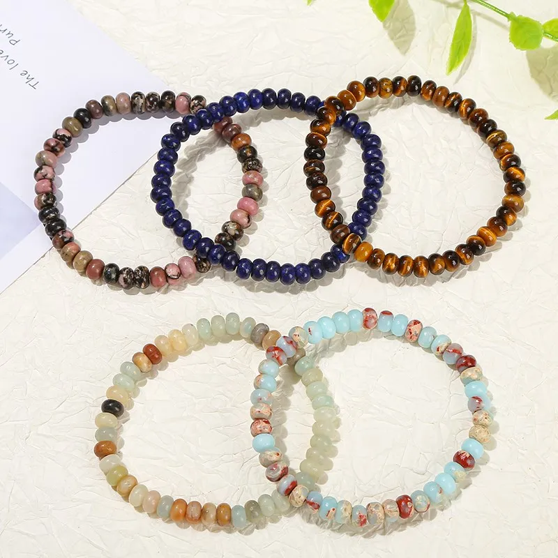 JD Natural Stone Grass Agate Rondelle Jade Abacus Beads Bracelet For Women Men 4x6mm Jasper Bangles Yoga Energy Protect Jewelry