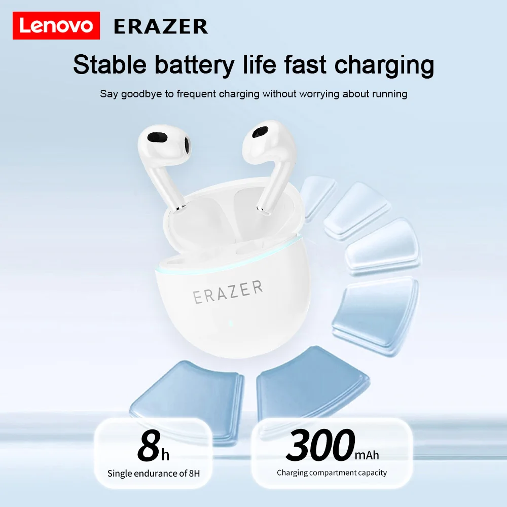 سماعات لينوفو إيكولوجي إيرازر HT68 نصف داخل الأذن بلوتوث 2025 رياضية لاسلكية جديدة عالية الجودة للحد من الضوضاء للطلاب