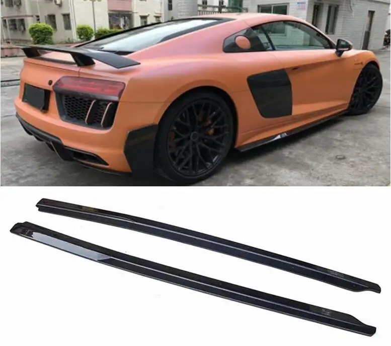 

Real Carbon Fiber Side Extension Body Skirts Kit Lip Cover For Audi R8 V8 V10 2016 2017 2018 2019