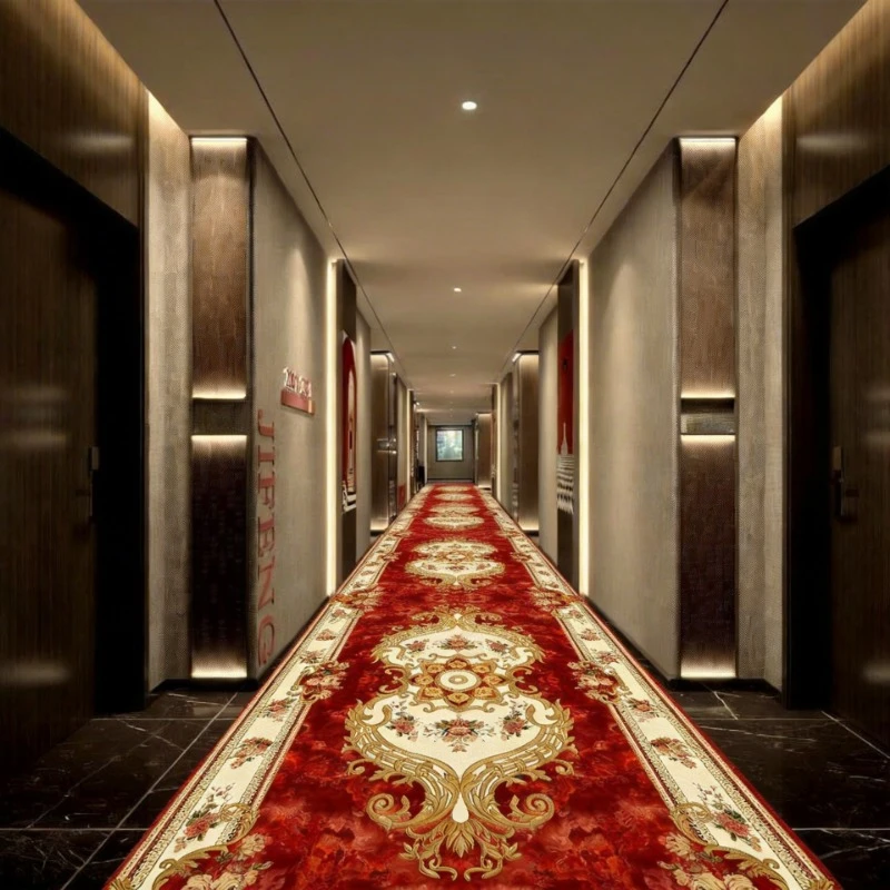 

European Black Luxury Hallway Carpet Long Hall Stairway Corridor Decorations Runner Rug Non-slip Washable Floor Mat Customizable