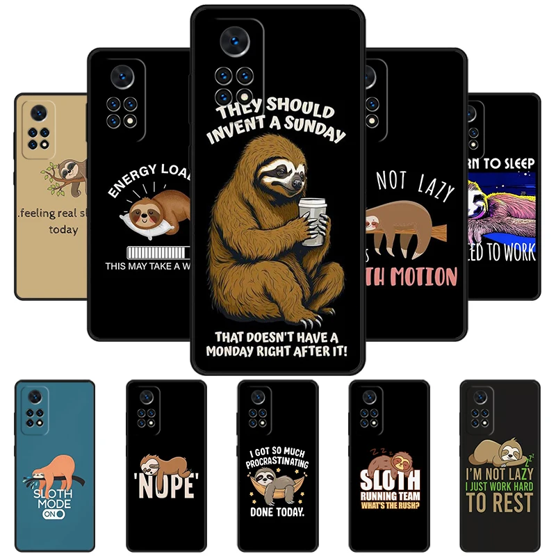 Funny Lazy Sloth Design Phone Case For Redmi Note 11 EPro 11S 10T 9S Promax 8 Pro Xiaomi Mi 11 12X 12S Ultra Cover