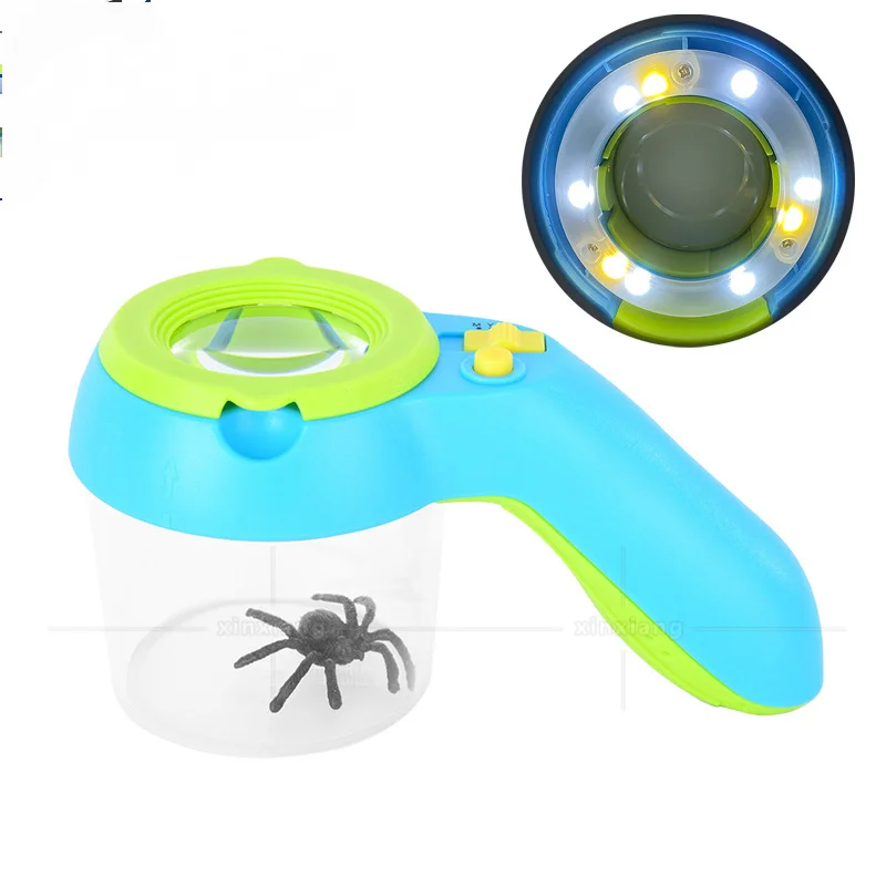 

Hand-Held Barrel Type Child Student Animal Observer with Scale Measurement Insect Cold and Warm Light 8X Toy Magnifying Glass