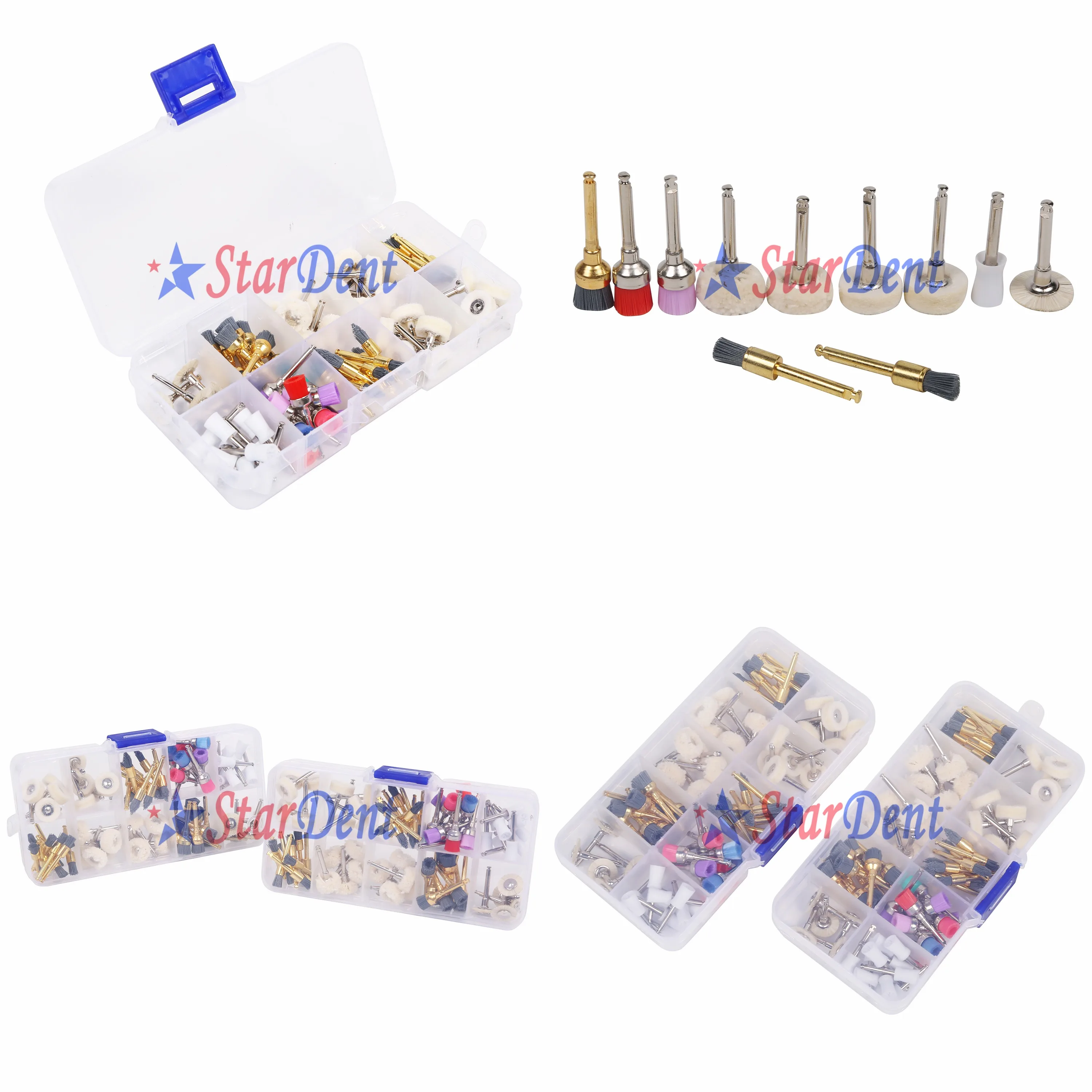 New Silicone Polishing Brush Kit 10 Types Prophy Brushes & Polishing Wheels Dental
