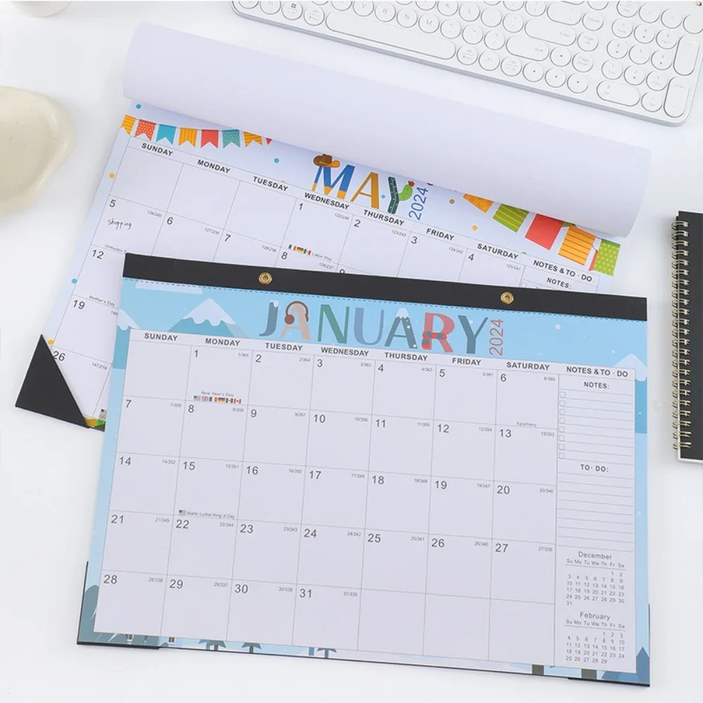 With Hanging Hole 2025 Monthly Wall Calendar Rectangular American Theme Month Calendar Large Size Daily Schedule Calendar Gift