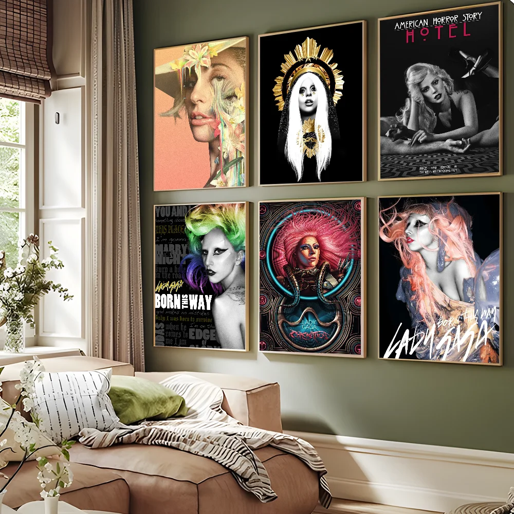 

L-lady Star Singer G-gaga DIY Sticky Poster Fancy Wall Sticker For Living Room Bar Decoration Wall Decor