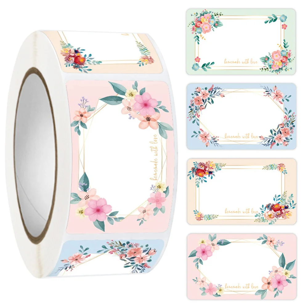 500 Stickers/rolls  Flower Border Handwritten Sticker Gift Packaging Label Classification Mark Sticker Sticker Sticker Label