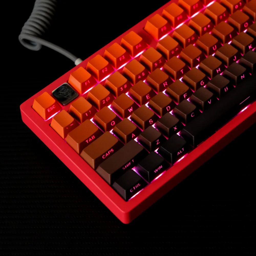 KBDiy 133 Keys Side Printed Gradient Red Keycaps for Mechanical Keyboard Keycap PBT Cherry Profile Custom Key Cap for MX Switch
