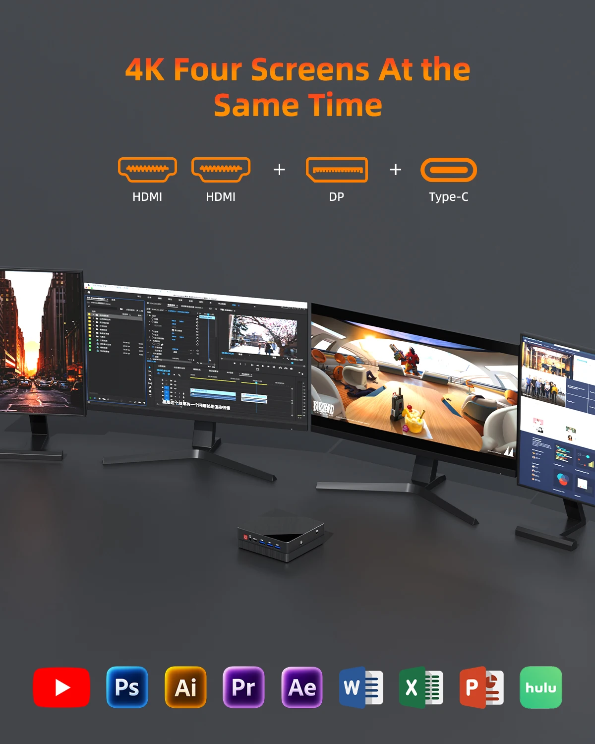 ZXIPC Ryzen 3 4300U New Mini PC Windows 11 Pro 32GB 1TB DDR4  WIFI6 BT5.2 Dual Channel Desktop PC for Office Gaming