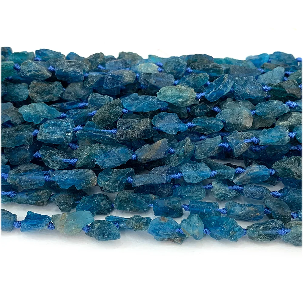 Veemake Natural Dark Blue Apatite Raw Mineral Nugget Free Form Loose Rough Matte Beads Jewelry Design Making Gemstones Crystal