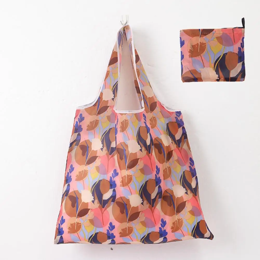 Foldable Shopping Bag Large Capacity Fashion Printing Eco-friendly Outdoor Traveling Portable Folding Beach Handbag Grocery Bag