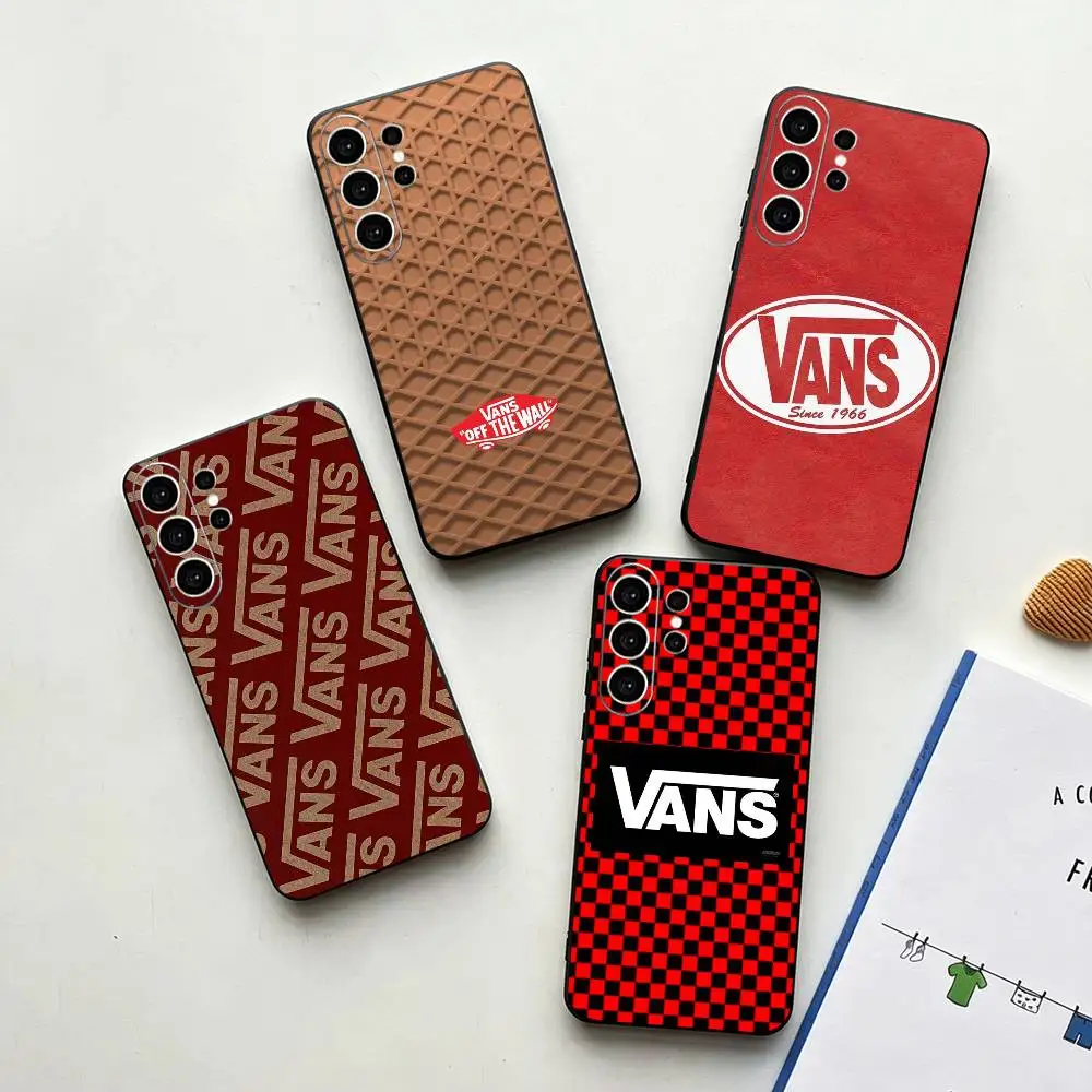 Capa de Telefone V-vans LOOG para Samsung S25, S24, S21, S22, S23, S30, Ultra, S20, Plus, Fe, Note, 10, 9, 5G, Capa Preta