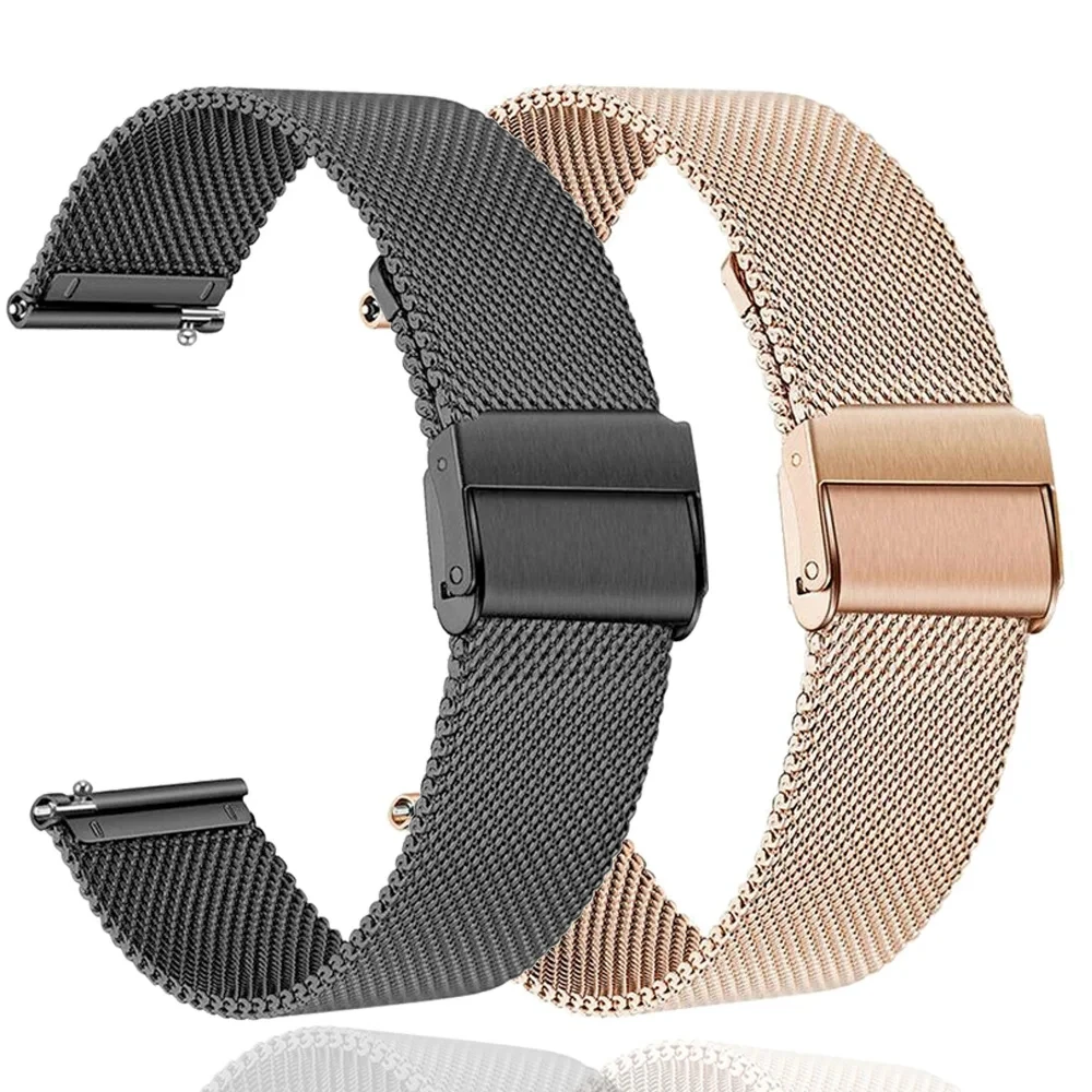 18mm 22mm 20mm Metal Strap For Garmin Forerunner 645 245 55 158 / Vivoactive 3 / Active 5 / Venu Sq 2