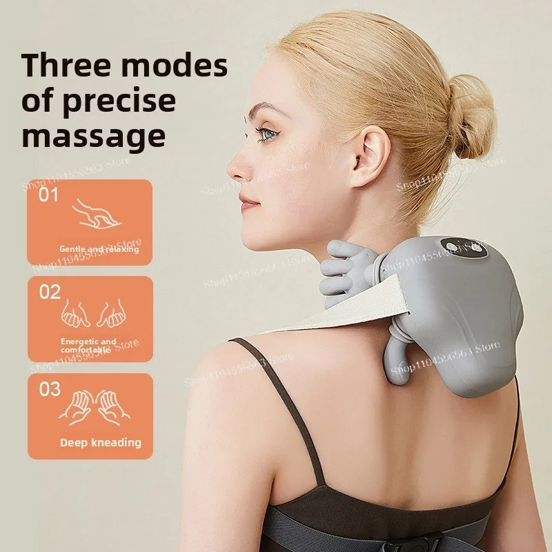 Cervical Massager Electric Kneading Hot Compress Trapezius Back Shoulder and Neck Massager Simulated Human Hand Massager